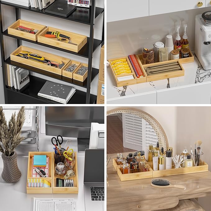 Bamboo Drawer Organizer, Small Silverware Organizer - Image 7