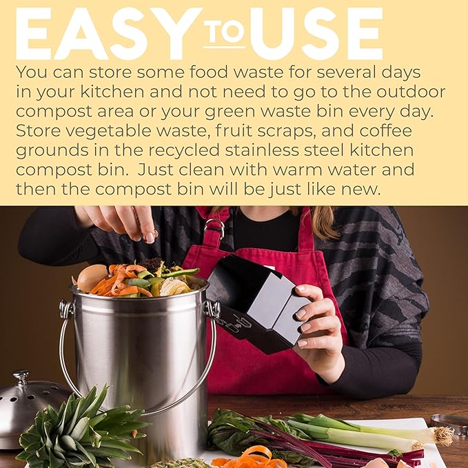 EPICA Countertop Compost Bin Kitchen | 1.3 Gallon | Odorless Composting Bin - Image 6