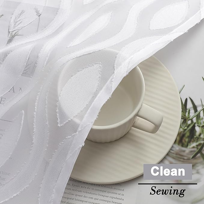 Aiyufeng White Sheer Curtains Tiers 36 Inch Length 2 Panels Set, Airy - Image 5