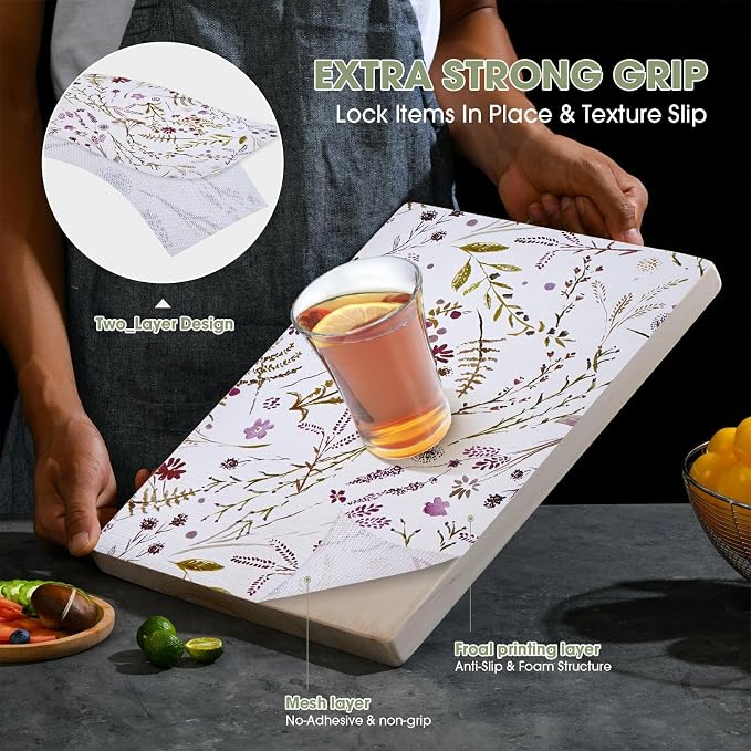 Drawer and Shelf Liner for Kitchen Cabinets, Non Adhesive, Non Slip Drawer - Image 2