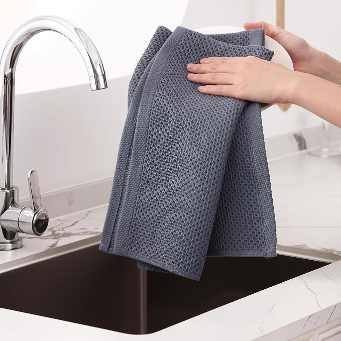 Homaxy 100% Cotton Oversized Waffle Weave Kitchen Dish Towels, Ultra Soft - Image 4