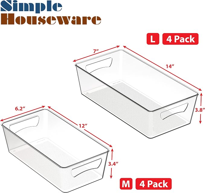 Simple Houseware Pantry Bins Storage Organizer, 8 Packs - Image 2