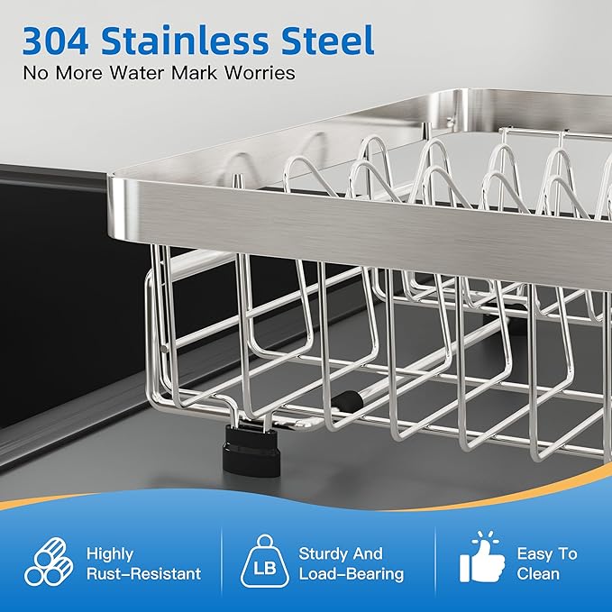 romision Expandable Dish Drying Rack Over The Sink Small Metal Stainless Steel - Image 5