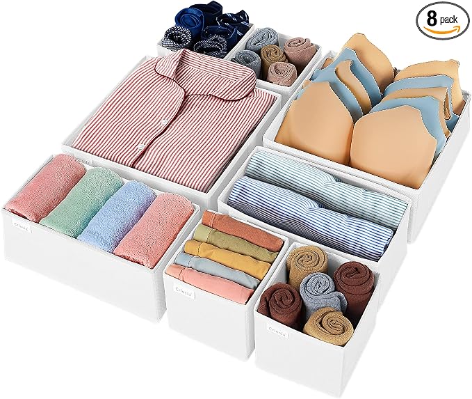 Criusia Drawer Organizer Clothes, 8 Pack Underwear Drawer Organizer, Foldable by Criusia