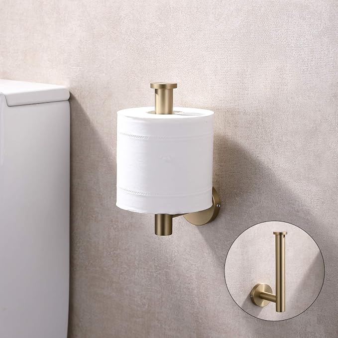 TASTOS Brushed Gold Toilet Paper Holder SUS304 Stainless Steel, Modern Round - Image 3