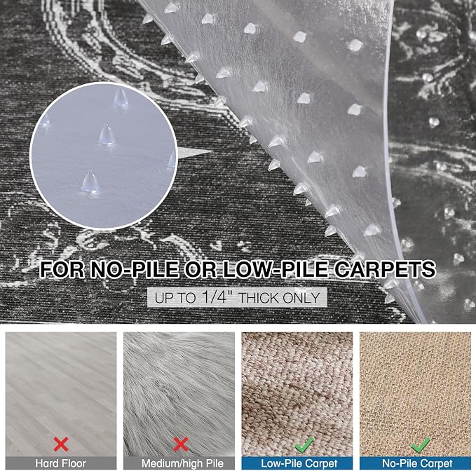 Chair Mat for Carpet, Non-Slip Office Vinyl Mat for Carpet - Image 4