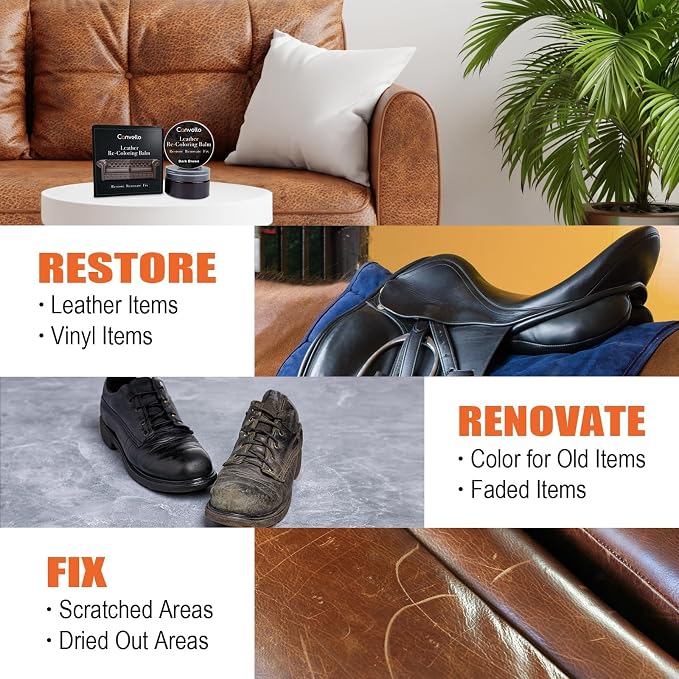Dark Brown Leather Repair Kit, Dark Brown Leather Recoloring Balm, Leather Dye - Image 4