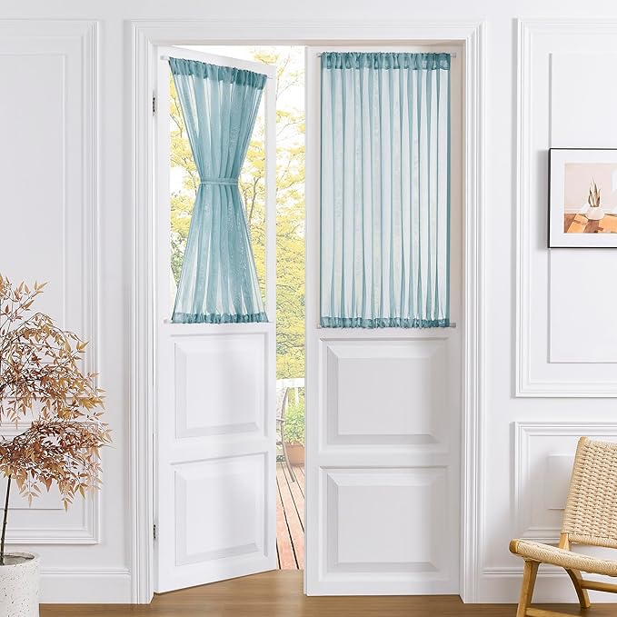 Tollpiz Sheer Door Curtains Closet Linen Textured Curtain Sheers Doorway Light by Tollpiz