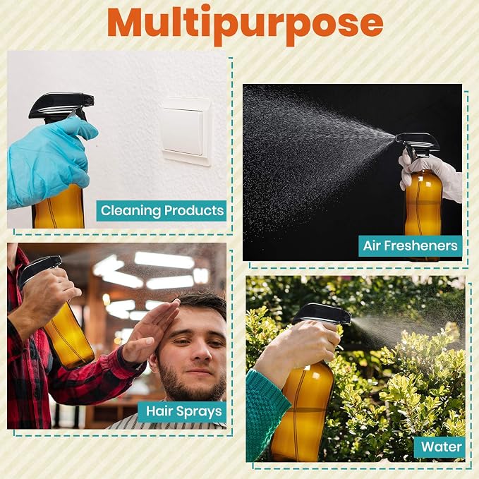 Amber Glass Spray Bottles For Cleaning Solutions - Image 3