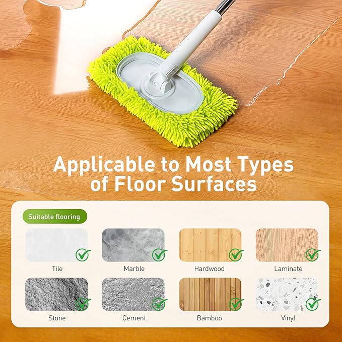 6PCS Reusable Mop Pads Fit for Flat Mops, Chenille Mop Refill Pads Washable Mop - Image 5