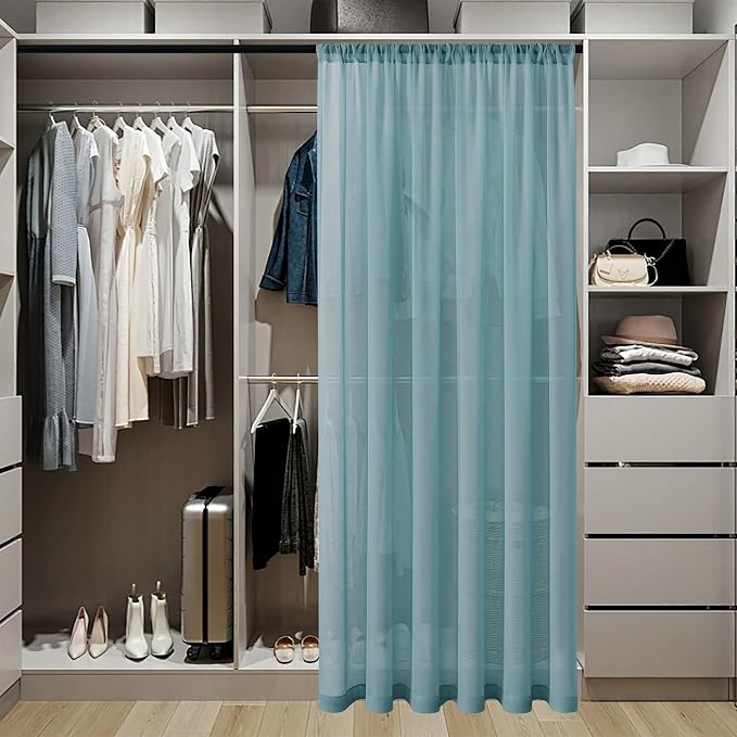 Tollpiz Sheer Door Curtain Closet Linen Textured Curtains Sheer Doorway Light - Image 3