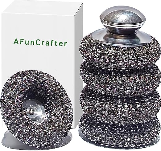 Steel Wool Scrubber with 2 Handles & 3 Replacement Wire Sponge - Image 6