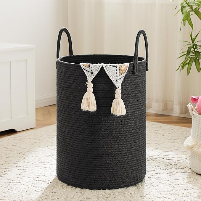 Laundry Basket, Woven Cotton Rope Laundry Hamper, 80L by Artfeel
