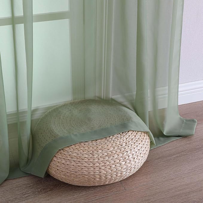 Chyhomenyc Extra Long Sage Green Sheer Curtains 120 Inches Long 2 Panels - Image 8