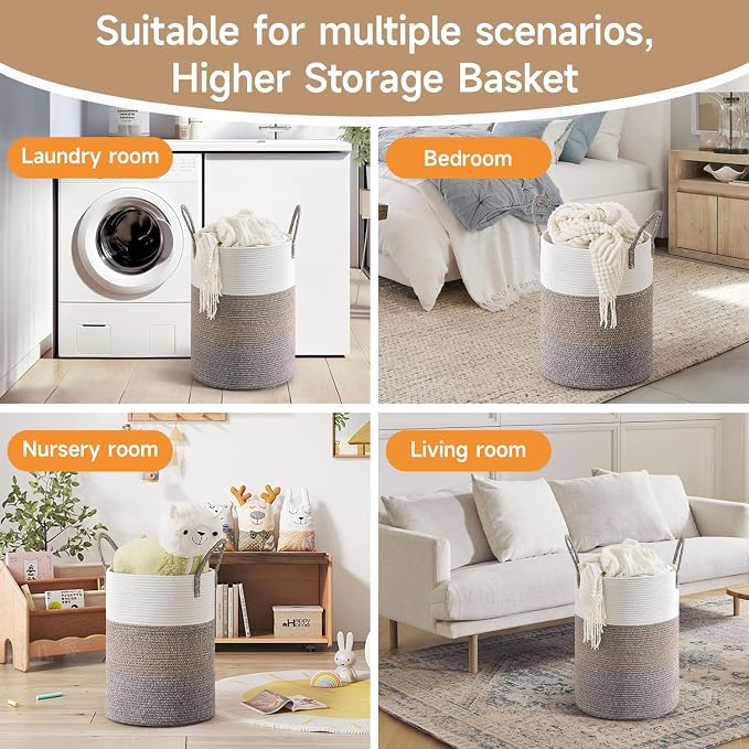 CLHMILY&Z 60L Laundry Basket Round Storage Rope Basket - Image 5