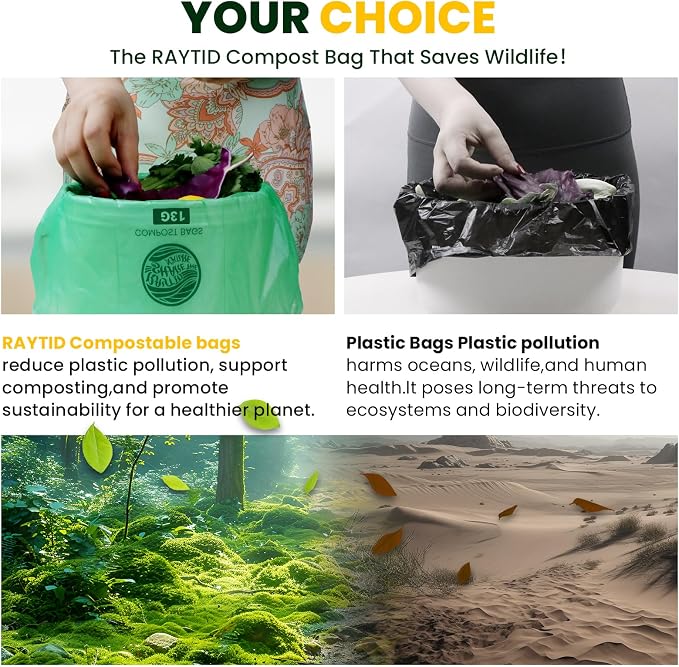 Trash bags 13+ gallon tall kitchen, Compostable Trash Lawn & Leaf Yard Waste - Image 5