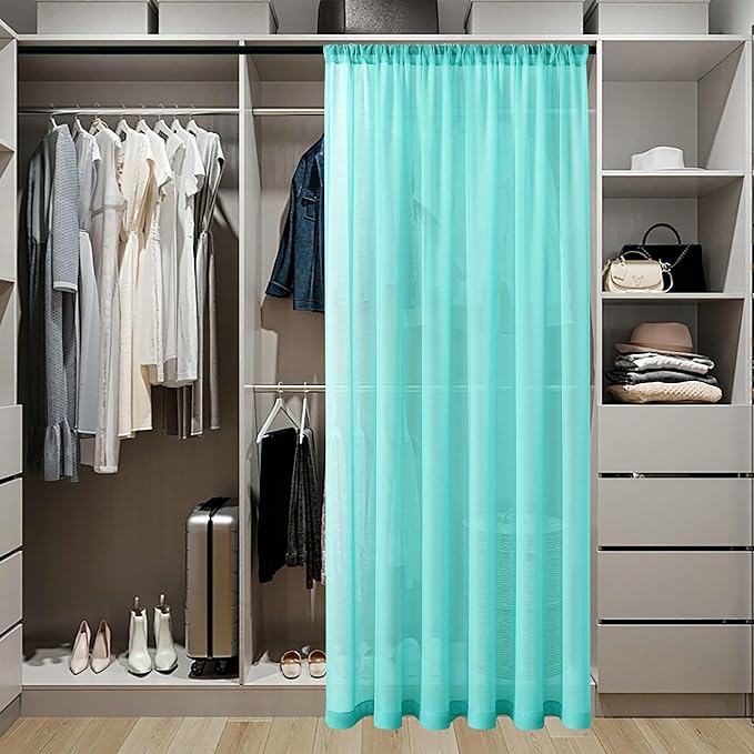 Tollpiz Sheer Door Curtain Closet Linen Textured Curtains Sheer Doorway Light - Image 3