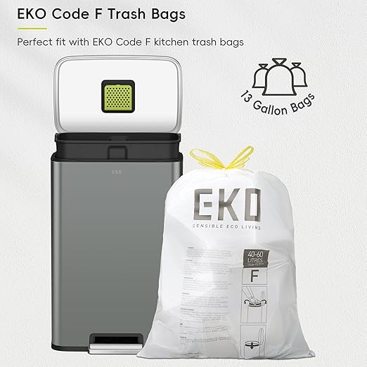 EKO Madison Nardo Grey Stainless Steel 50 Liter/13.2 Gallon Step Trash Can - Image 4
