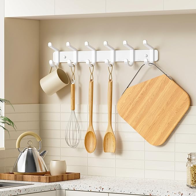 Coat Rack Wall Mounted Heavy-Duty: Metal Coat Hanger 6 Hooks - Image 6