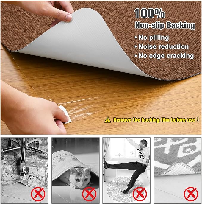 Placoot Desk Chair Mat for Hardwood Floor Corduroy Surface 1/6" Thick 55"x35" - Image 2
