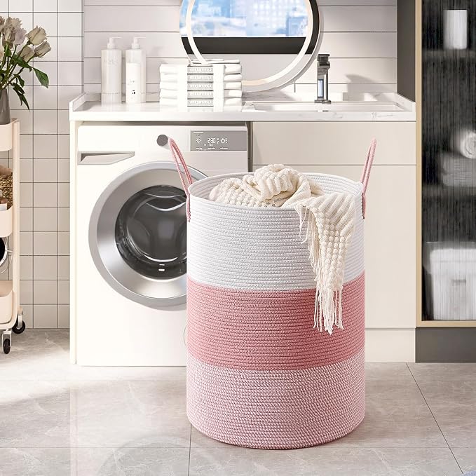 CLHMILY&Z 100L Laundry Basket Round Storage Rope Basket - Image 2