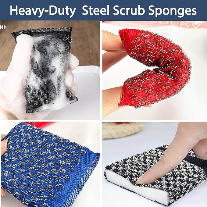 Steel Wool Scrubbers Dish Sponges Kitchen Scrubbing Pads Pot Scrubber - Image 3