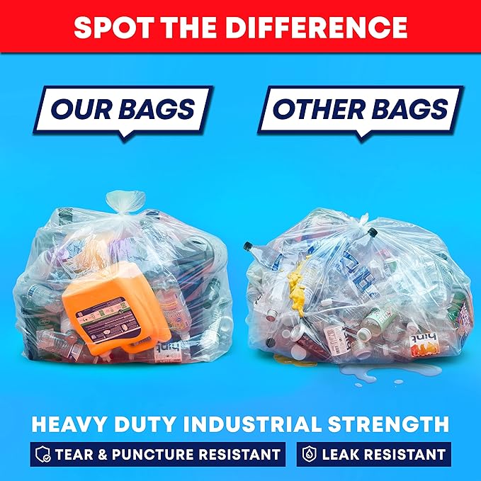 Tasker 30-33 Gallon Trash Bags Heavy Duty Clear Large Plastic Recycling Garbage - Image 5