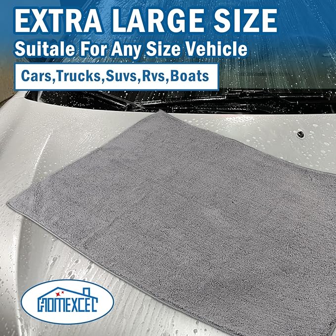 HOMEXCEL Professional Large Microfiber Car Drying Towels 4 Pack, Lint Free - Image 5