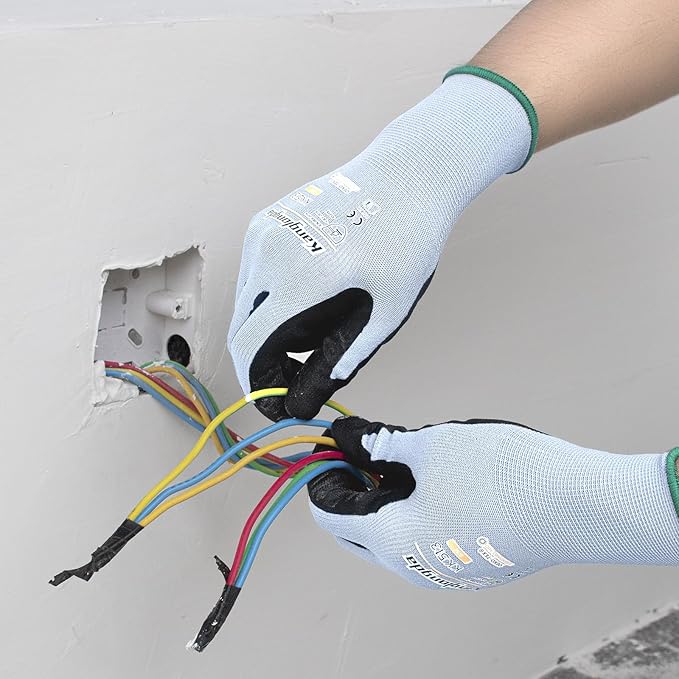 Kebada Foam Nitrile Coated Work Gloves, 3 Pairs Nylon Gloves - Image 3