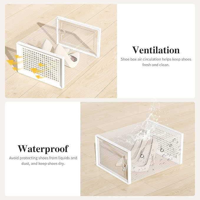 Kuject X-Large Shoe Storage Boxes Organizers Clear Plastic Stackable 12 Pack - Image 6