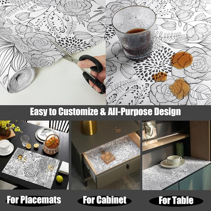 Floral Drawer and Shelf Liner for Kitchen 16IN x 10FT, Non-Adhesive and Strong - Image 5