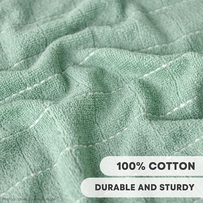 Artoid Mode Checkered Designed Cotton Light Green Terry Kitchen Dish Cloths - Image 3