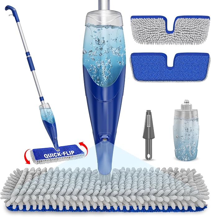 Papclean Spray Mops for Floor Cleaning: Double Sided Dust Mop for Hardwood Wood by Papclean