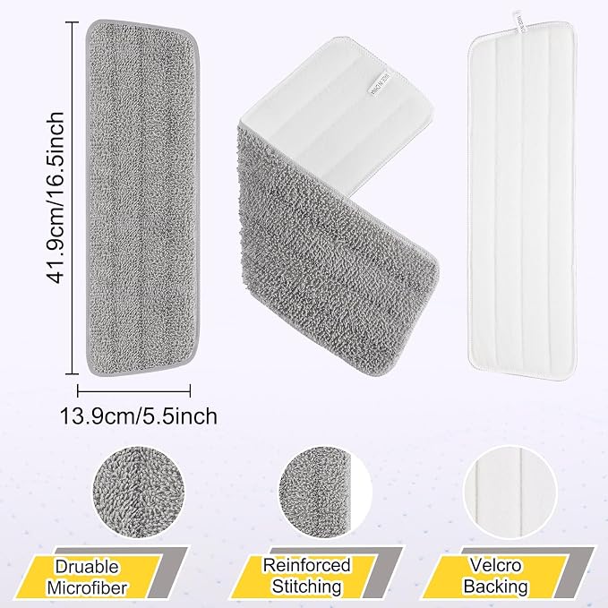 16.5 inch Reusable Mop Pads Microfiber Spray Mop Replacement Heads - Image 3