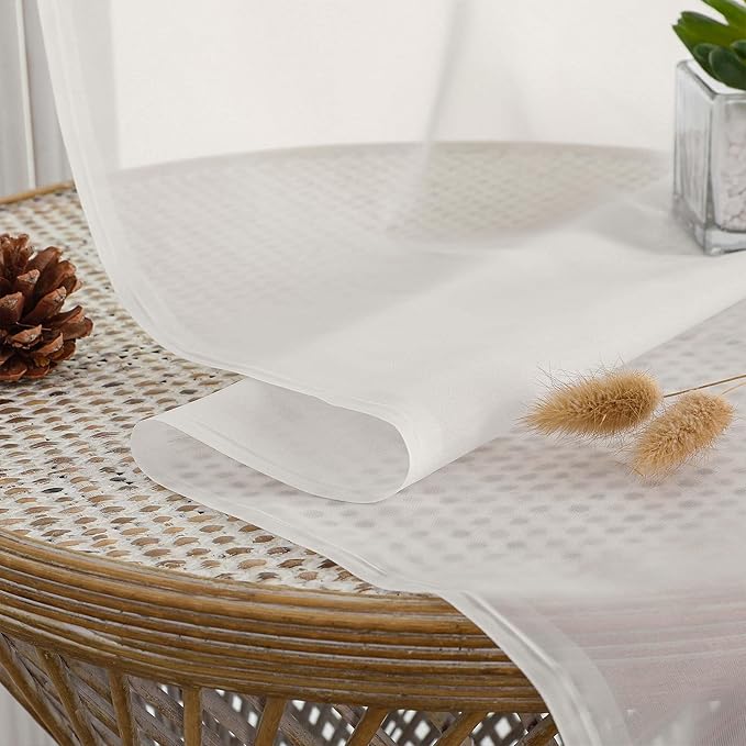 Chyhomenyc Extra Long Ivory Sheer Curtains 120 Inches Long 2 Panels, Light - Image 5