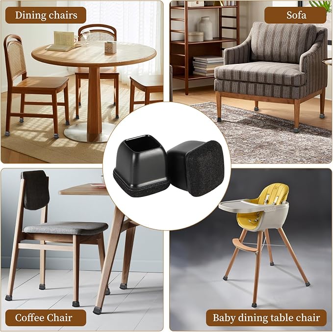 Square Chair Leg Floor Protectors Large 24Pcs, Silicone Chair Leg Protectors - Image 6