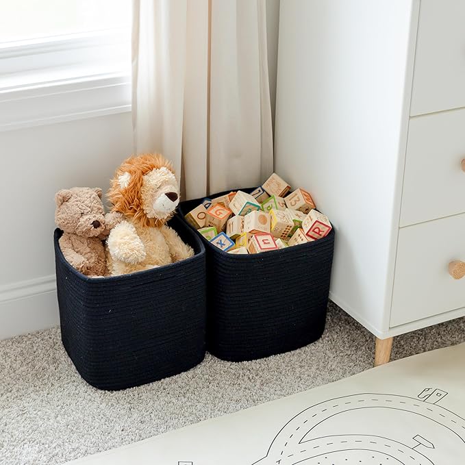NaturalCozy Storage Cubes 11 Inch Cotton Rope Woven Baskets - Image 9
