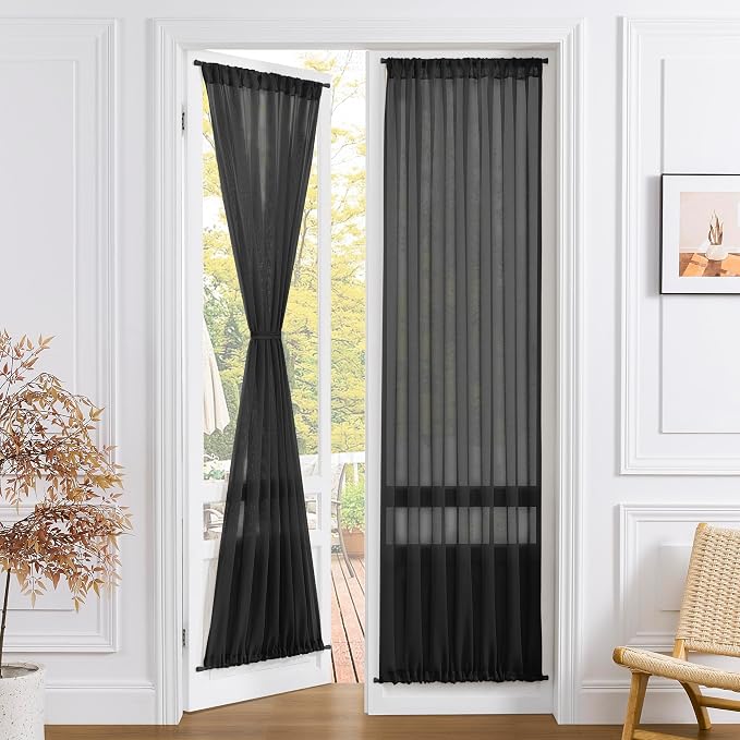 Tollpiz Sheer Door Curtains Closet Linen Textured Curtains Sheer Doorway Light by Tollpiz