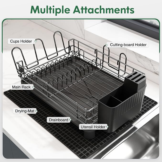 JASIWAY Stainless Steel Black Dish Drainers Drying Rack - Image 2