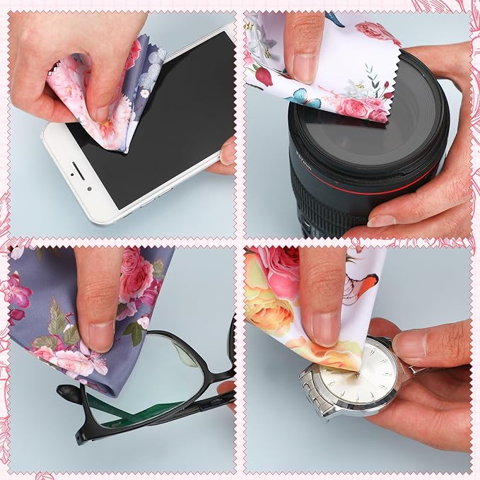 Sinmoe 20 Pcs Microfiber Cleaning Cloth Elegant Flower Design Microfiber Cloth - Image 5