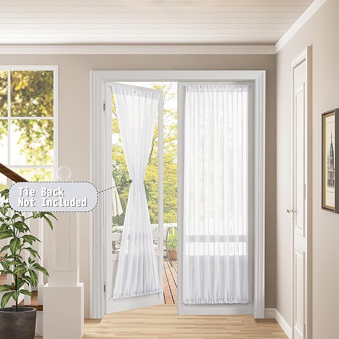 Tollpiz Sheer Curtain Closet Linen Textured Curtain Sheers Doorway Light - Image 2