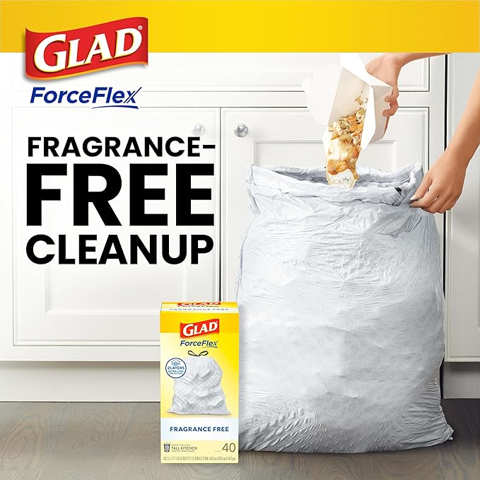Glad Trash Bags, ForceFlex Tall Kitchen Drawstring Garbage Bags, 13 Gal - Image 3