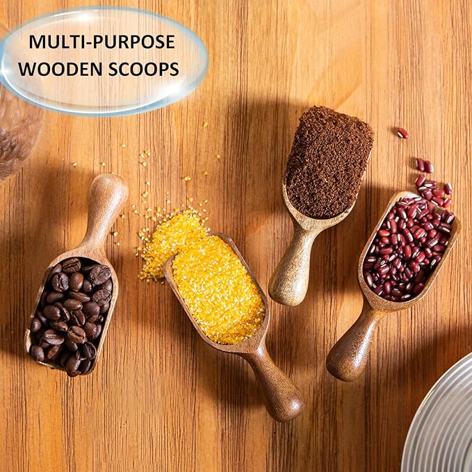 Wooden Scoop for Canisters 6PCS Acacia Wood Scoops for Jars Measuring Spoons - Image 5