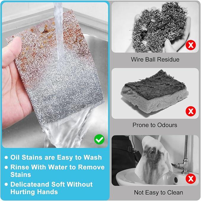 Steel Wool Scrubber, Wire Dishwashing Rags, Wet & Dry - Image 3