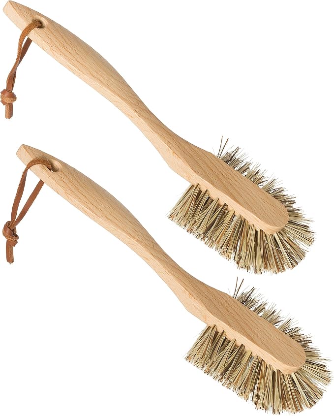 REDECKER Curved Dish Brush, Natural Union Plant Fiber Bristles, Ergonomic Design by Redecker