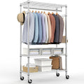 Heavy Duty Rolling Garment Rack 3 Tiers Adjustable Wire Shelving Clothes Rack by MEIGAOPLASTICANDMETALHKCOLIMITED
