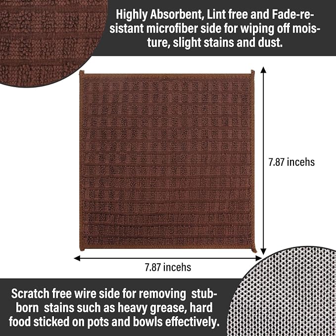 Dish Cloths for Washing Dishes 8 Pack Multipurpose Wire Miracle Cleaning Coths - Image 2