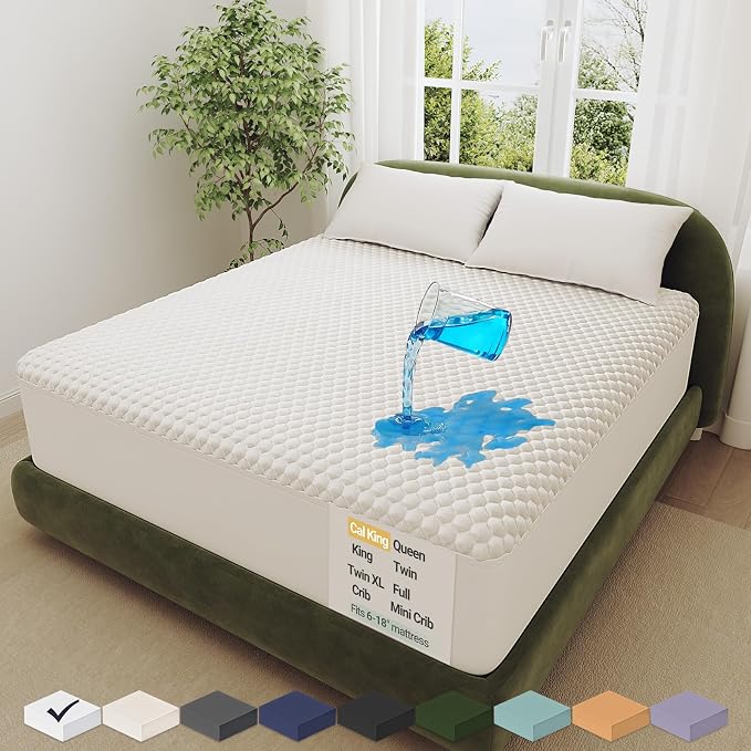 OhGeni 100% Waterproof Mattress Protector, California King Size Mattress Pad by OhGeni
