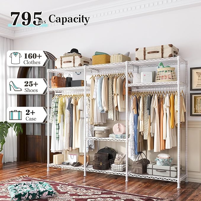 Raybee Clothes Rack Heavy Duty Load 795LBS Adjustable Clothing Racks - Image 4