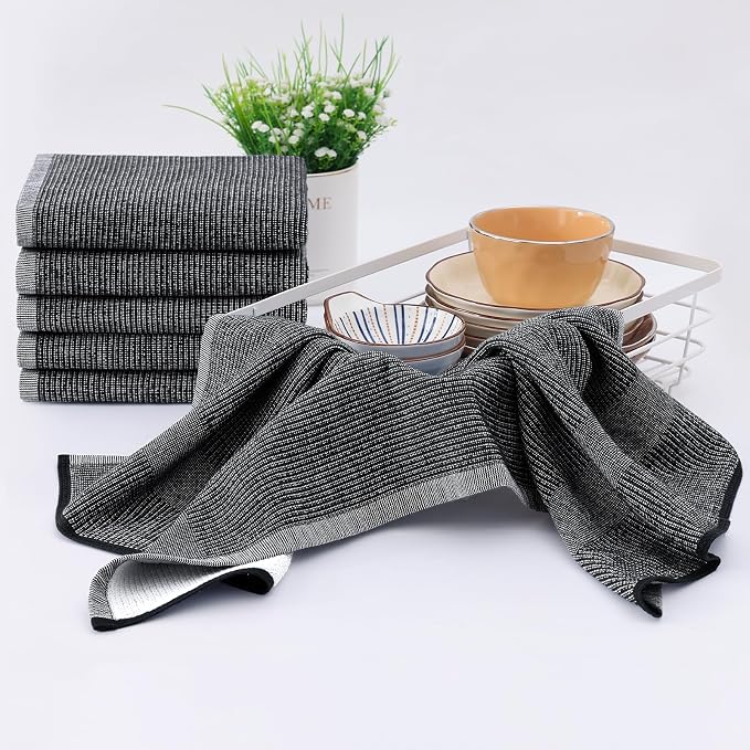 Homaxy Premium Kitchen Towels, Large Cotton Kitchen Hand Towels, Flat and Terry - Image 6